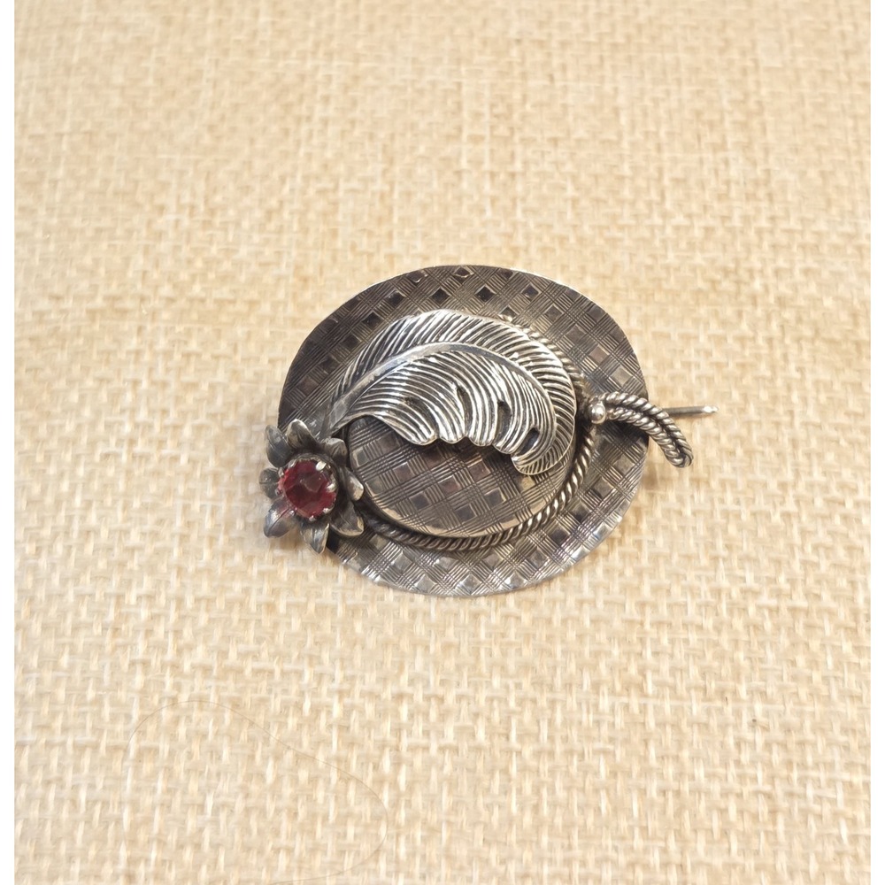 Antique Art Deco Sterling Silver Ornate French Hat Brooch